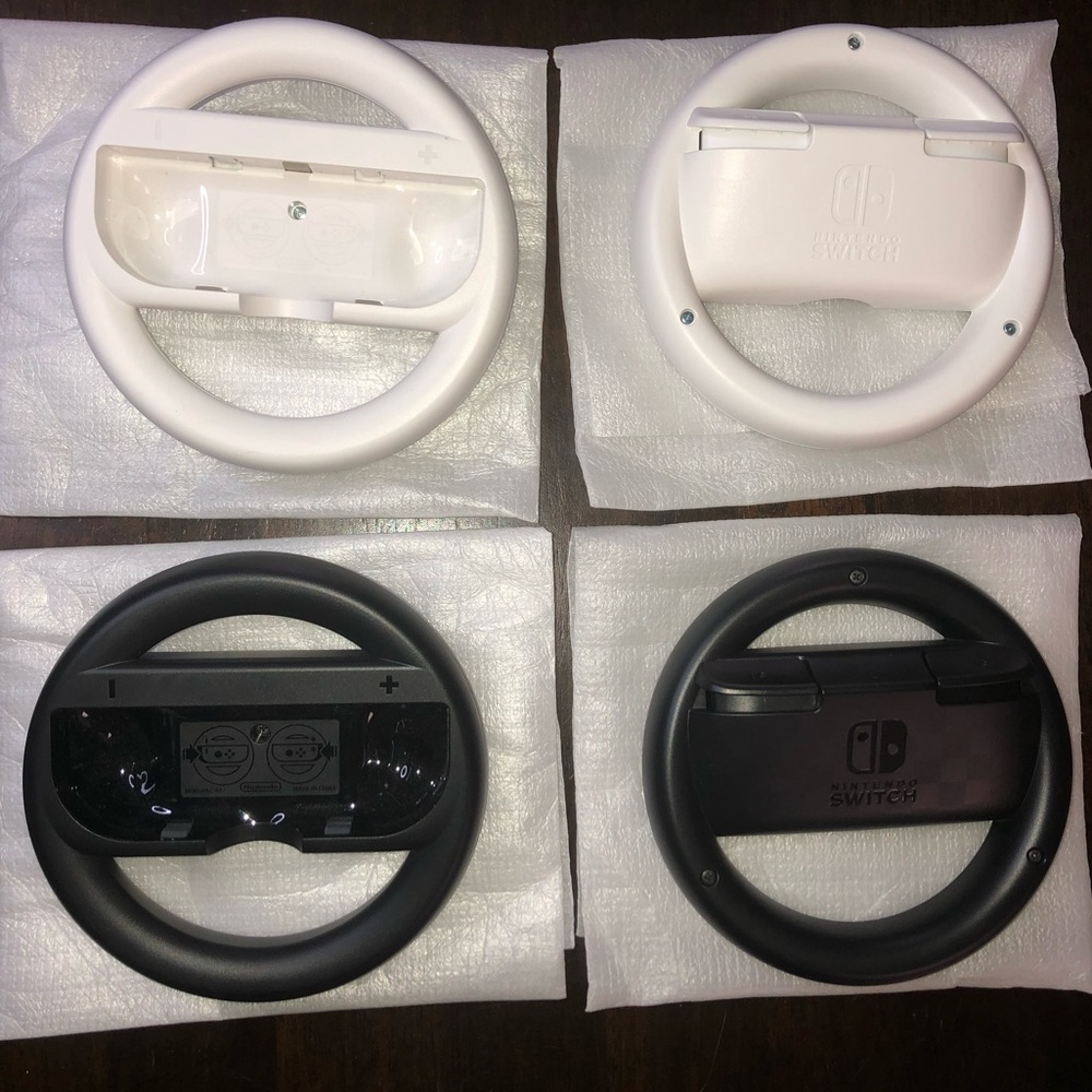 Nintendo White and Black Steering Wheels for Switch